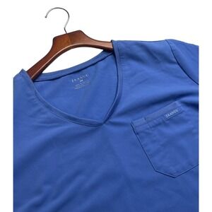 Jaanuu Woman's V-Neck Ceil Blue Scrub Top Size 2X